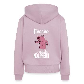 Nö sagt das Nölpferd - Frauen Premium Bio Zip Hoodie - Altrosa - Hinten - Julia (174cm)