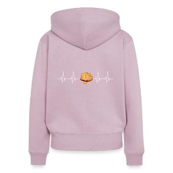 Leberkäs Herzschlag - Frauen Premium Bio Zip Hoodie - Altrosa - Hinten - Julia (174cm)