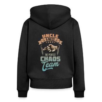 Uncle & niece the perfect chaos team - Frauen Premium Bio Zip Hoodie - Schwarz - Hinten - Julia (174cm)