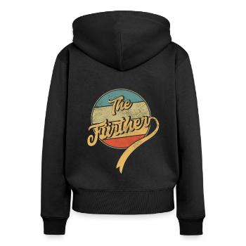 The Fürther - Frauen Premium Bio Zip Hoodie - Schwarz - Hinten - Julia (174cm)