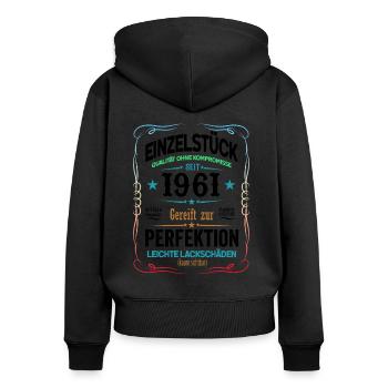 60. Geburtstag 60 Jahre 1961 Geschenk Mann Frau - Frauen Premium Bio Zip Hoodie - Schwarz - Hinten - Julia (174cm)