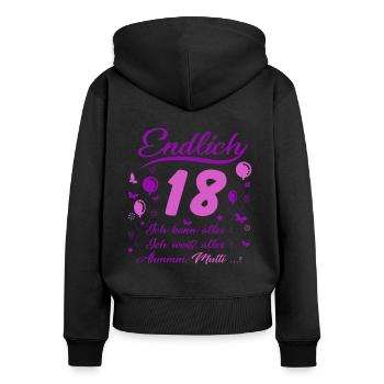 18 Geburtstag Mädchen Geschenk lustig 18. Ehrentag - Frauen Premium Bio Zip Hoodie - Schwarz - Hinten - Julia (174cm)