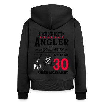Anglergeschenk zum 30 Geburtstag 30 Ehrentag - Frauen Premium Bio Zip Hoodie - Schwarz - Hinten - Julia (174cm)