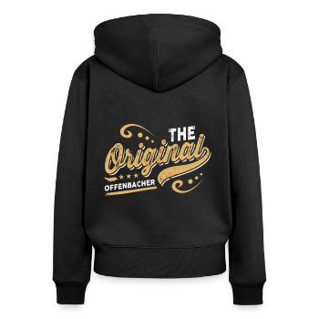 The original Offenbacher - Frauen Premium Bio Zip Hoodie - Schwarz - Hinten - Julia (174cm)