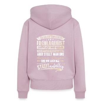 Fachlagerist Lager - Frauen Premium Bio Zip Hoodie - Altrosa - Hinten - Julia (174cm)