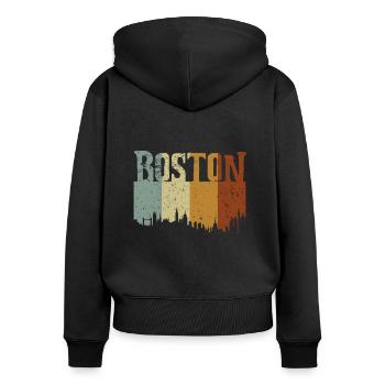 Boston Massachusetts - Frauen Premium Bio Zip Hoodie - Schwarz - Hinten - Julia (174cm)
