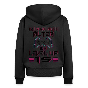 15 Geburtstag Geschenk Level 15 Complete 15 Jahre - Frauen Premium Bio Zip Hoodie - Schwarz - Hinten - Julia (174cm)