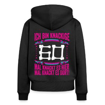 60. Geburtstag Alter Sack 60 Alte Schachtel 60 - Frauen Premium Bio Zip Hoodie - Schwarz - Hinten - Julia (174cm)