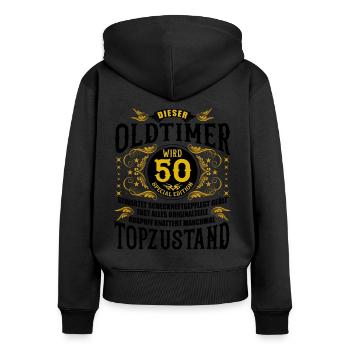 50 Geburtstag 50. Jubiläum 50 Ehrentag Geschenk - Frauen Premium Bio Zip Hoodie - Schwarz - Hinten - Julia (174cm)