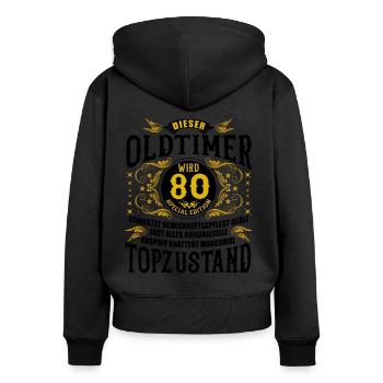 80 Geburtstag 80. Jubiläum 80 Ehrentag Geschenk - Frauen Premium Bio Zip Hoodie - Schwarz - Hinten - Julia (174cm)