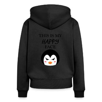 This is My Happy Face Penguin Gift - Women's Premium Organic Zip Hoodie - black - Back - Julia (174cm)