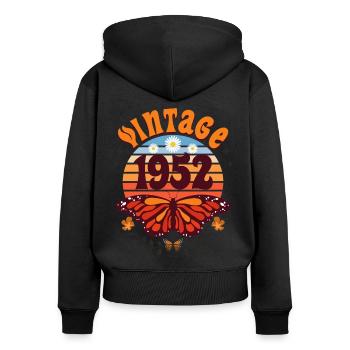 Rétro et Vintage 1952 Femme 70 Ans Anniversaire - Sweat à capuche zippé Premium bio Femme - noir - Dos - Julia (174cm)
