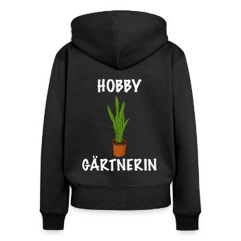 Hobby Gärtnerin für die Gartenarbeit Topfpflanze - Frauen Premium Bio Zip Hoodie - Schwarz - Hinten - Julia (174cm)