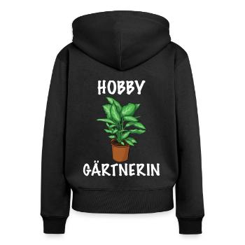 Hobby Gärtnerin für die Gartenarbeit Topfpflanze - Frauen Premium Bio Zip Hoodie - Schwarz - Hinten - Julia (174cm)