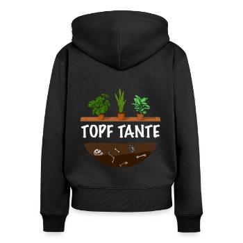 Topf Tante Gärtner Frauen Garten - Frauen Premium Bio Zip Hoodie - Schwarz - Hinten - Julia (174cm)