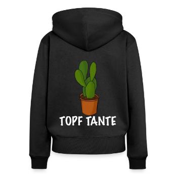 Topf Tante Gärtner Frauen Garten - Frauen Premium Bio Zip Hoodie - Schwarz - Hinten - Julia (174cm)
