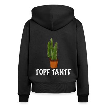 Gärtnerin Topf Tante lustiger Gärtner Spruch - Frauen Premium Bio Zip Hoodie - Schwarz - Hinten - Julia (174cm)