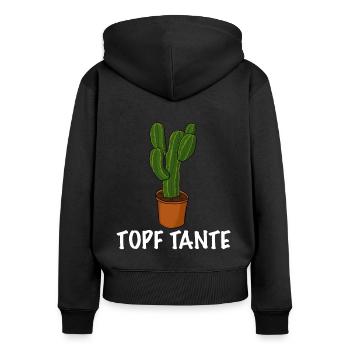 Topf Tante Gärtner Frauen Garten - Frauen Premium Bio Zip Hoodie - Schwarz - Hinten - Julia (174cm)