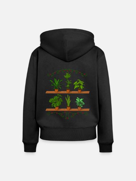 Pflanzen Ansammlung Topfpflanzen - Frauen Premium Bio Zip Hoodie - Schwarz