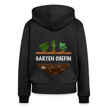 Garten Chefin lustiges Garten - Frauen Premium Bio Zip Hoodie - Schwarz - Hinten - Julia (174cm)