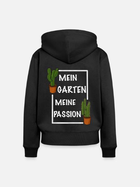 Mein Garten meine Passion - Frauen Premium Bio Zip Hoodie - Schwarz