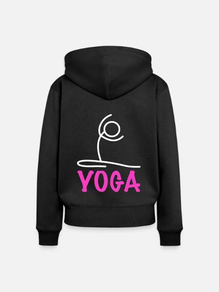 Yoga Figur - Frauen Premium Bio Zip Hoodie - Schwarz