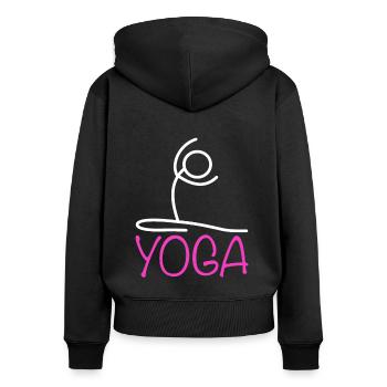 Yoga Figure - Sweat à capuche zippé Premium bio Femme - noir - Dos - Julia (174cm)