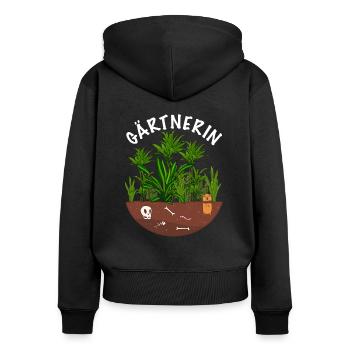 Gärtnerin Pflanzen - Frauen Premium Bio Zip Hoodie - Schwarz - Hinten - Julia (174cm)