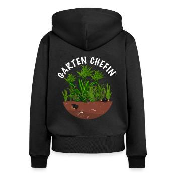 Garten Chefin - Frauen Premium Bio Zip Hoodie - Schwarz - Hinten - Julia (174cm)