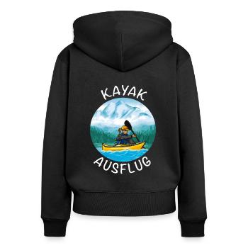 Kajak Ausflug - Frauen Premium Bio Zip Hoodie - Schwarz - Hinten - Julia (174cm)