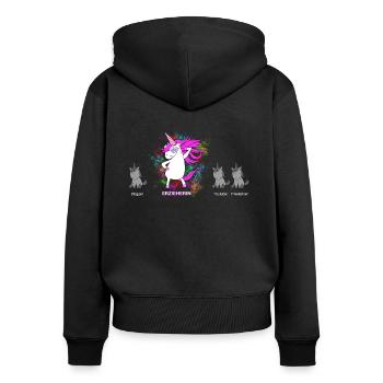 Occupation d'éducateur Licorne - Sweat à capuche zippé Premium bio Femme - noir - Dos - Julia (174cm)