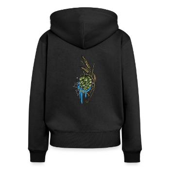 Bier Brauer I Hopfen Malz Bierbrauer Motiv für - Frauen Premium Bio Zip Hoodie - Schwarz - Hinten - Julia (174cm)