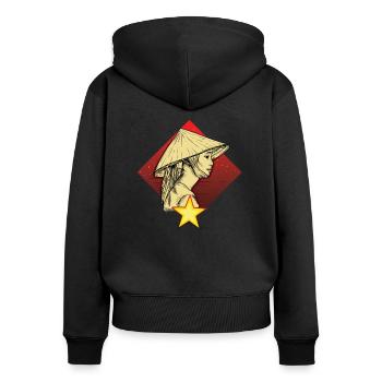 Vietnam I Hanoi Scooter Pho Bo Motif de voyage pour - Sweat à capuche zippé Premium bio Femme - noir - Dos - Julia (174cm)