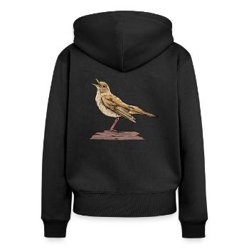 Nachtigall I Gartenvogel Singvogel Motiv für - Frauen Premium Bio Zip Hoodie - Schwarz - Hinten - Julia (174cm)