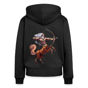 Griechische Mythologie Gottheit Zentaur - Frauen Premium Bio Zip Hoodie - Schwarz - Hinten - Julia (174cm)