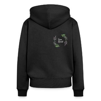 Lavendel I Team Braut Blumenkranz Hochzeit Boho - Frauen Premium Bio Zip Hoodie - Schwarz - Hinten - Julia (174cm)