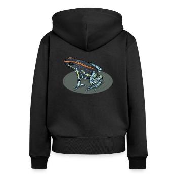 Pfeilgiftfrosch I Kröte Frosch Motiv für Amphibien - Frauen Premium Bio Zip Hoodie - Schwarz - Hinten - Julia (174cm)