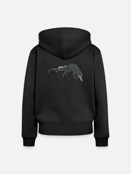 Schuppentier Pangolin Schuppen bedrohtes Tier - Frauen Premium Bio Zip Hoodie - Schwarz