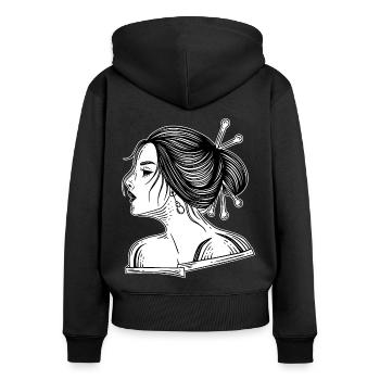 Schädel Skull Horror Japon Halloween Geisha - Sweat à capuche zippé Premium bio Femme - noir - Dos - Julia (174cm)