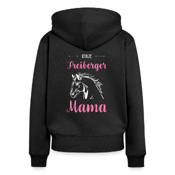 Freiberger I Pony Pferde Spruch Motiv für Reiterin - Frauen Premium Bio Zip Hoodie - Schwarz - Hinten - Julia (174cm)