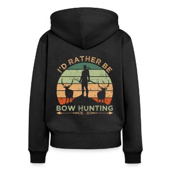 Rather Be Bow Hunting - Frauen Premium Bio Zip Hoodie - Schwarz - Hinten - Julia (174cm)