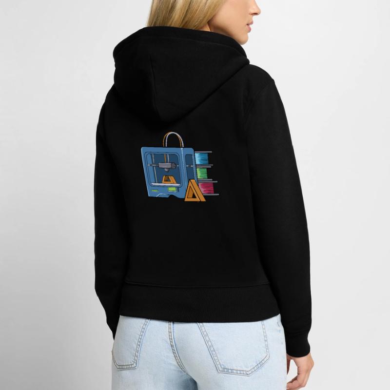 Impression 3D Impression CAD PLA Filament Impression 3D Sweat à capuche zippé Premium bio Femme
