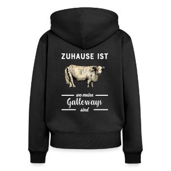 Galloway Rind I Schottland Rinderzucht für - Frauen Premium Bio Zip Hoodie - Schwarz - Hinten - Julia (174cm)
