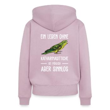 Katharinasittich I Sittich ZiervogelMotiv für - Frauen Premium Bio Zip Hoodie - Altrosa - Hinten - Julia (174cm)