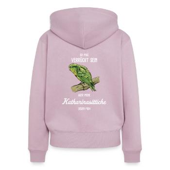 Katharinasittich I Sittich ZiervogelMotiv für - Frauen Premium Bio Zip Hoodie - Altrosa - Hinten - Julia (174cm)