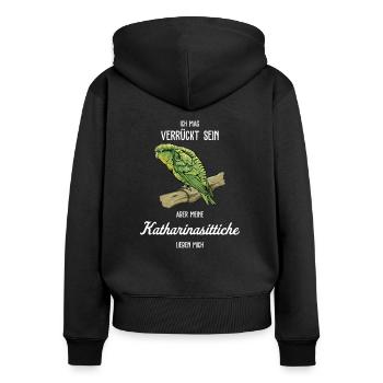 Katharinasittich I Sittich ZiervogelMotiv für - Frauen Premium Bio Zip Hoodie - Schwarz - Hinten - Julia (174cm)