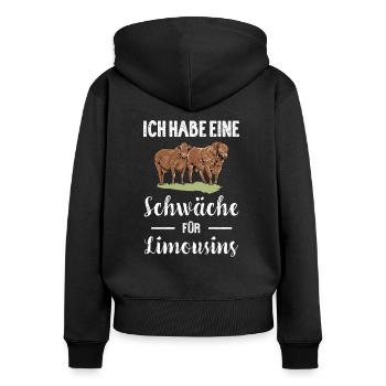 Limousin Rind I Frankreich Rinderzucht für - Frauen Premium Bio Zip Hoodie - Schwarz - Hinten - Julia (174cm)