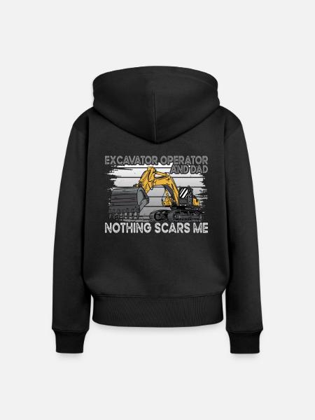 Excavator And Dad - Frauen Premium Bio Zip Hoodie - Schwarz