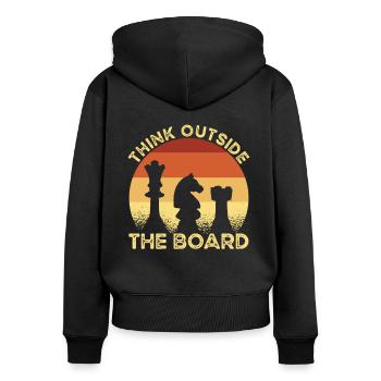 Chess Think Outside - Women's Premium Organic Zip Hoodie - black - Back - Julia (174cm)