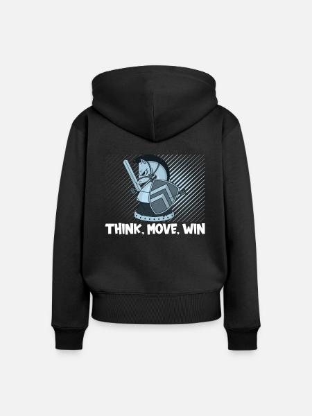 Schach Think Move Win - Frauen Premium Bio Zip Hoodie - Schwarz